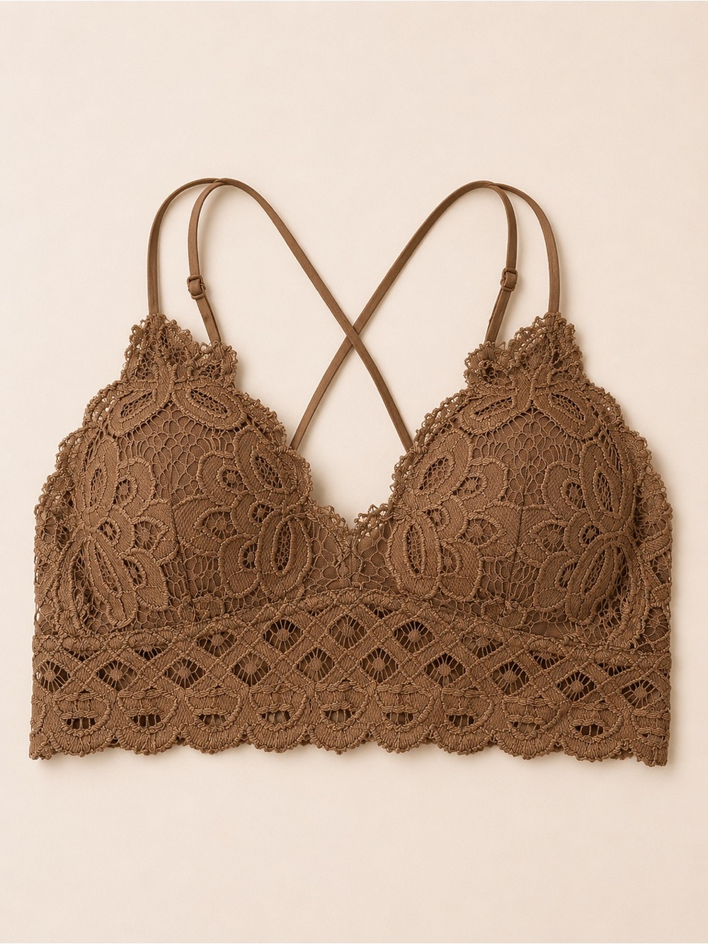 Wishlist Lace Bralette in Brown Tan